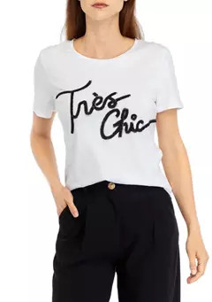 KARL LAGERFELD PARIS Women's Short Sleeve Bonjour Crew Neck T-Shirt | Belk