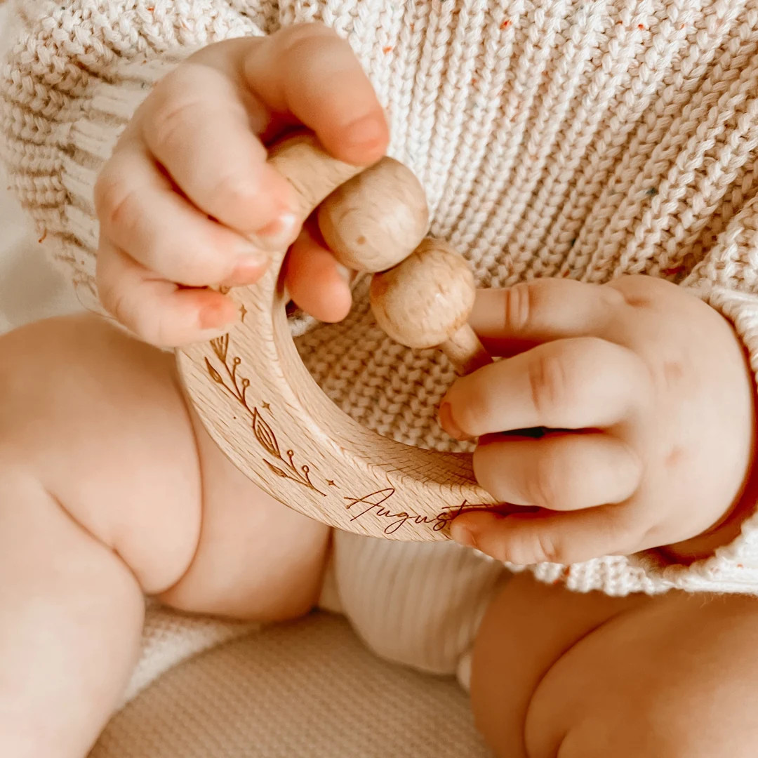 Custom Wooden Moon Baby Rattle | Etsy (US)