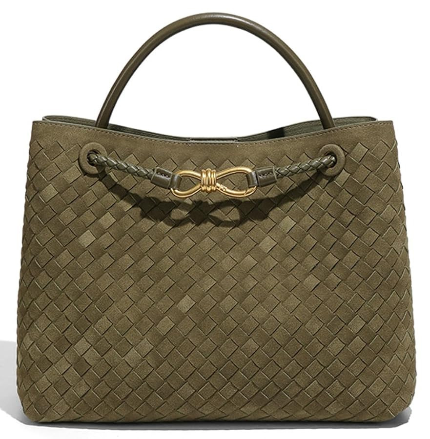 Suede Woven Tote Bag for Women PU Leather Hobo Bags Casual Crossbody Purse Shoulder Satchel Bag T... | Amazon (US)