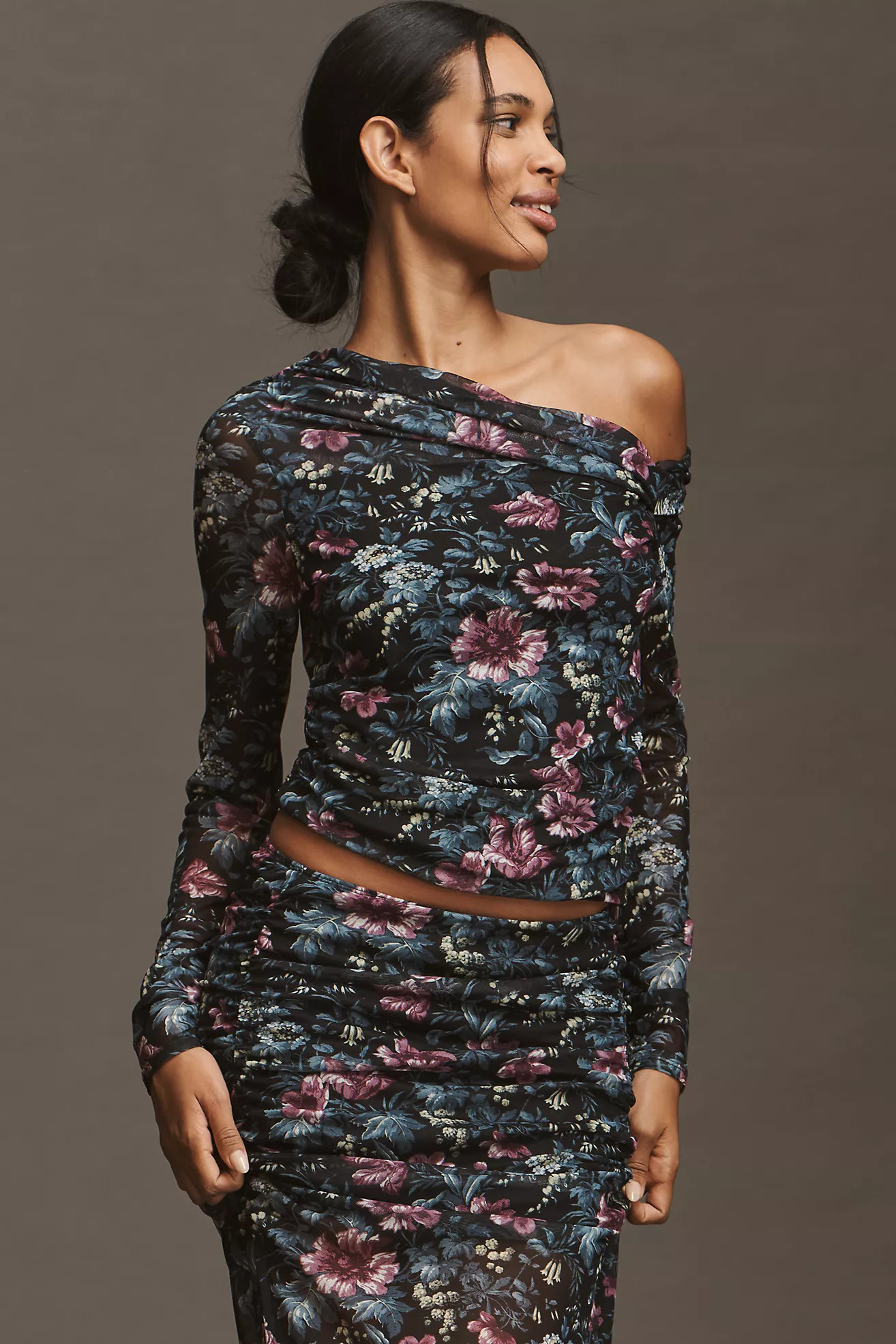 By Anthropologie Mesh Long-Sleeve Asymmetric Top | Anthropologie (US)