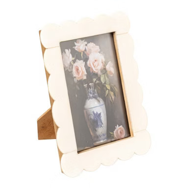 Storied Home Resin and Wood Scalloped Photo Frame, White | Target