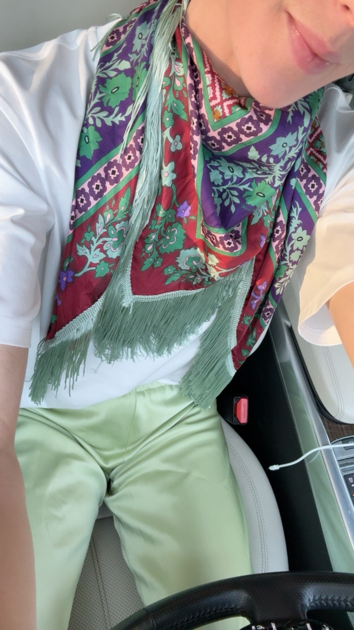 Colorful casual spring outfit 🌱 XS @lalignenyc Colby pants, similar tee linked, wearing denim flats (similar linked).

fringe scarf, spring pants, spring scarf, white tshirt, casual spring outfit, colorful outfits, satin pants 

#LTKootd #LTKSeasonal #LTKgrwm