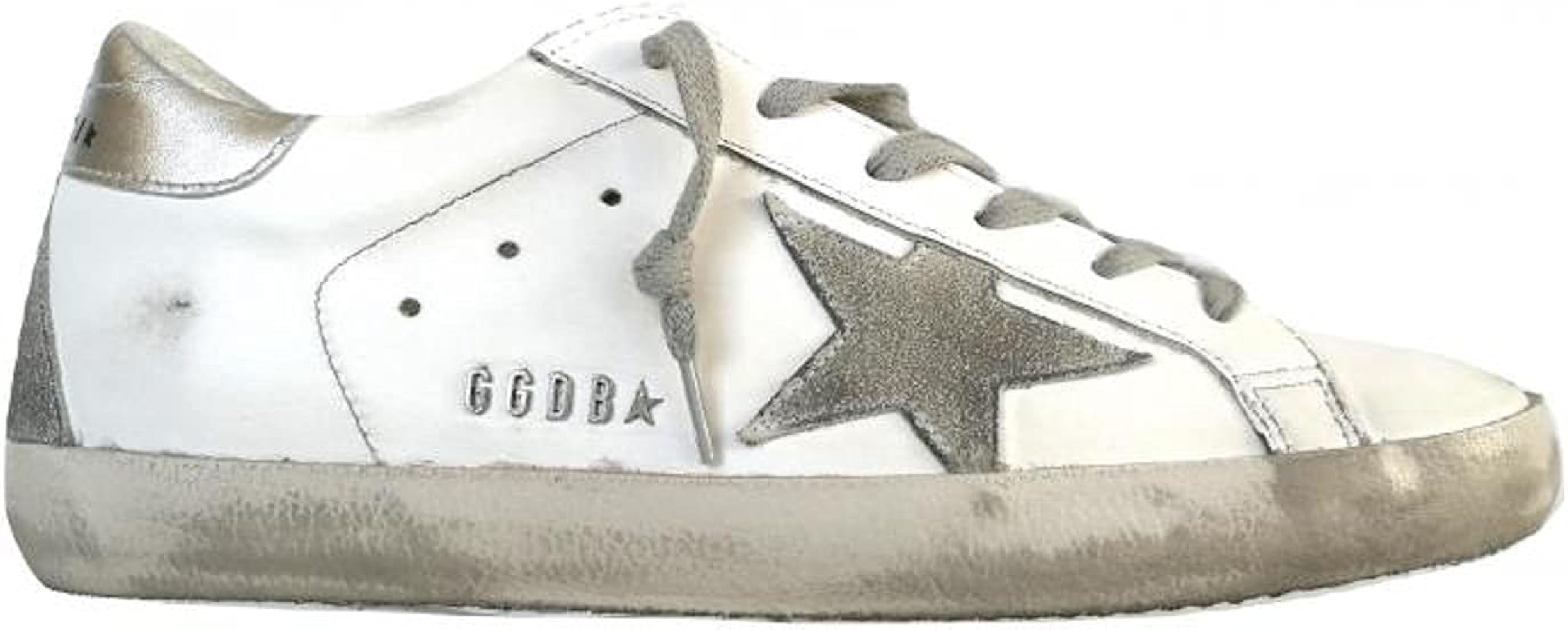 Golden Goose Women's Super-Star Sneakers with Silver Sparkle Foxing and Metal Stud Lettering Snea... | Amazon (US)