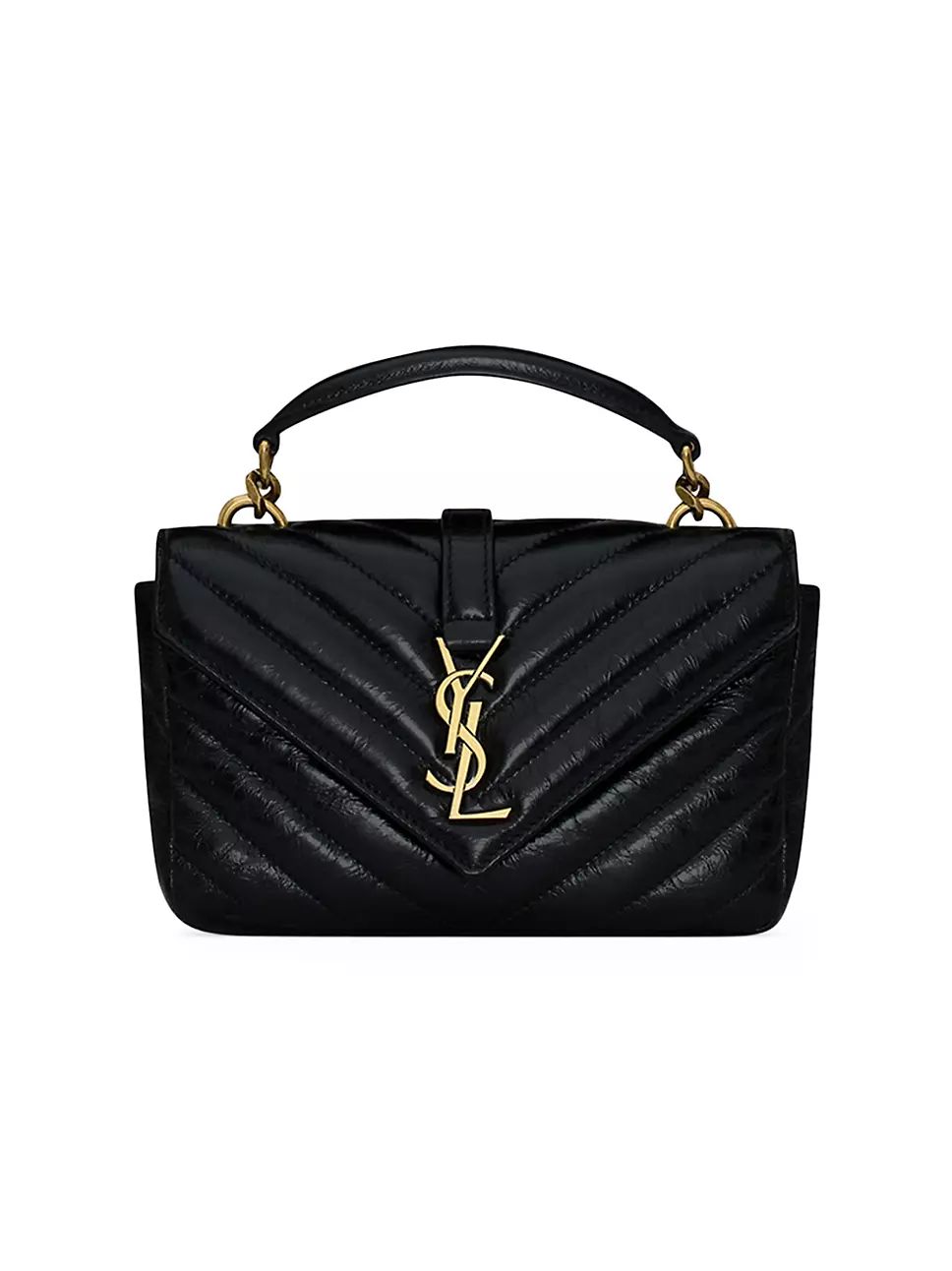 Mini College Chain Bag in Shiny Crackled Leather | Saks Fifth Avenue