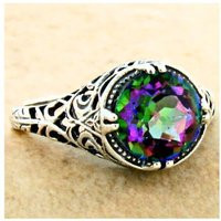 Vintage 2 Carat Rainbow Mystic Quartz Ring Filigree 925 Sterling Silver 635 | Etsy (US)