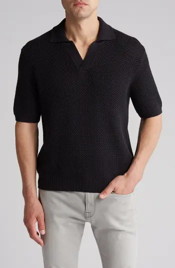 Open Knit Cotton & Silk Polo Sweater | Nordstrom