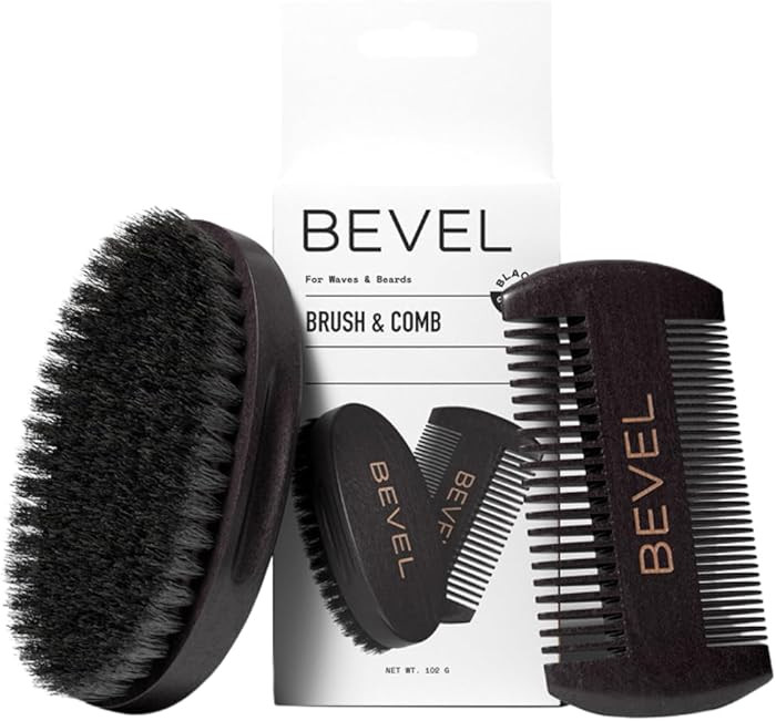 Bevel Beard Brush and Comb Set for Men – Natural Boar Bristle Brush & Pearwood Comb with Travel... | Amazon (US)