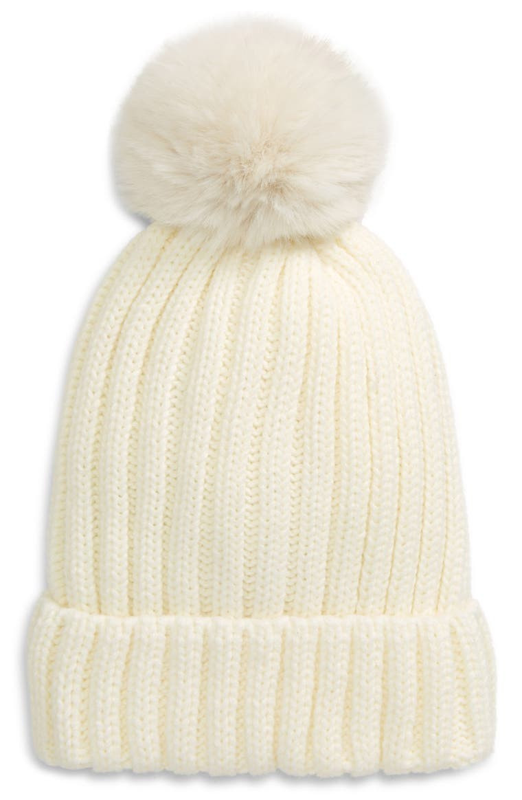 Beanie with Faux Fur Pom | Nordstrom