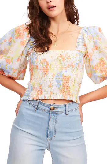 Feeling Groovy Smocked Cotton Crop Top | Nordstrom