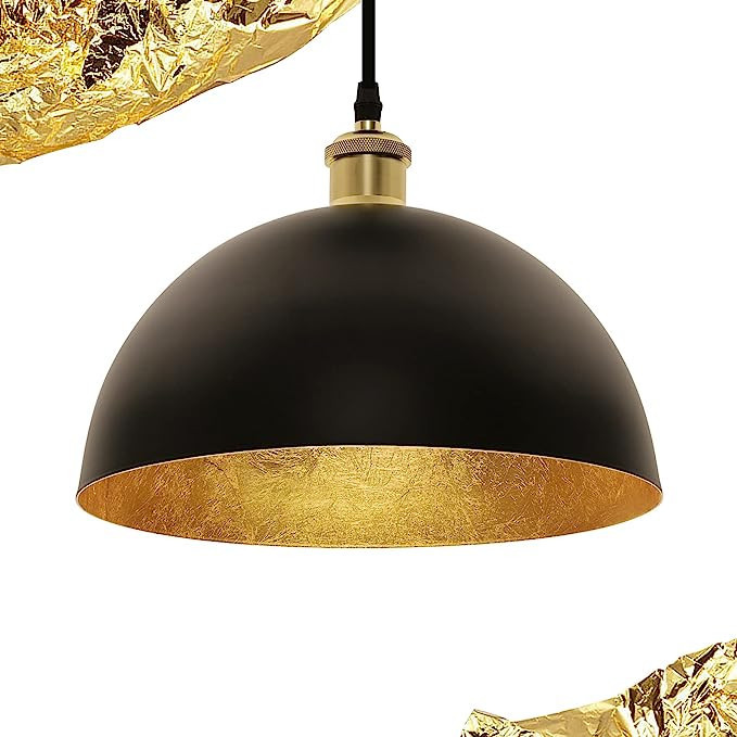Flynix Black and Gold Leaf Pendant Light, Vintage Ceiling Hanging Light Fixture, Farmhouse Adjust... | Amazon (US)