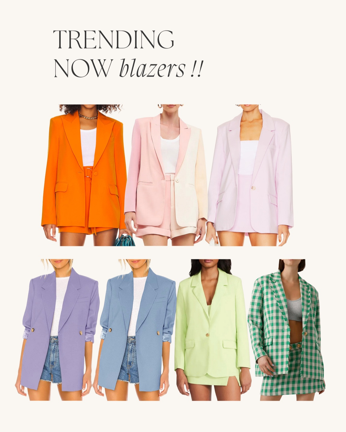 Colorful blazers perfect for layering over two piece sets, with shorts or dresses for summer! 

#LTKunder100