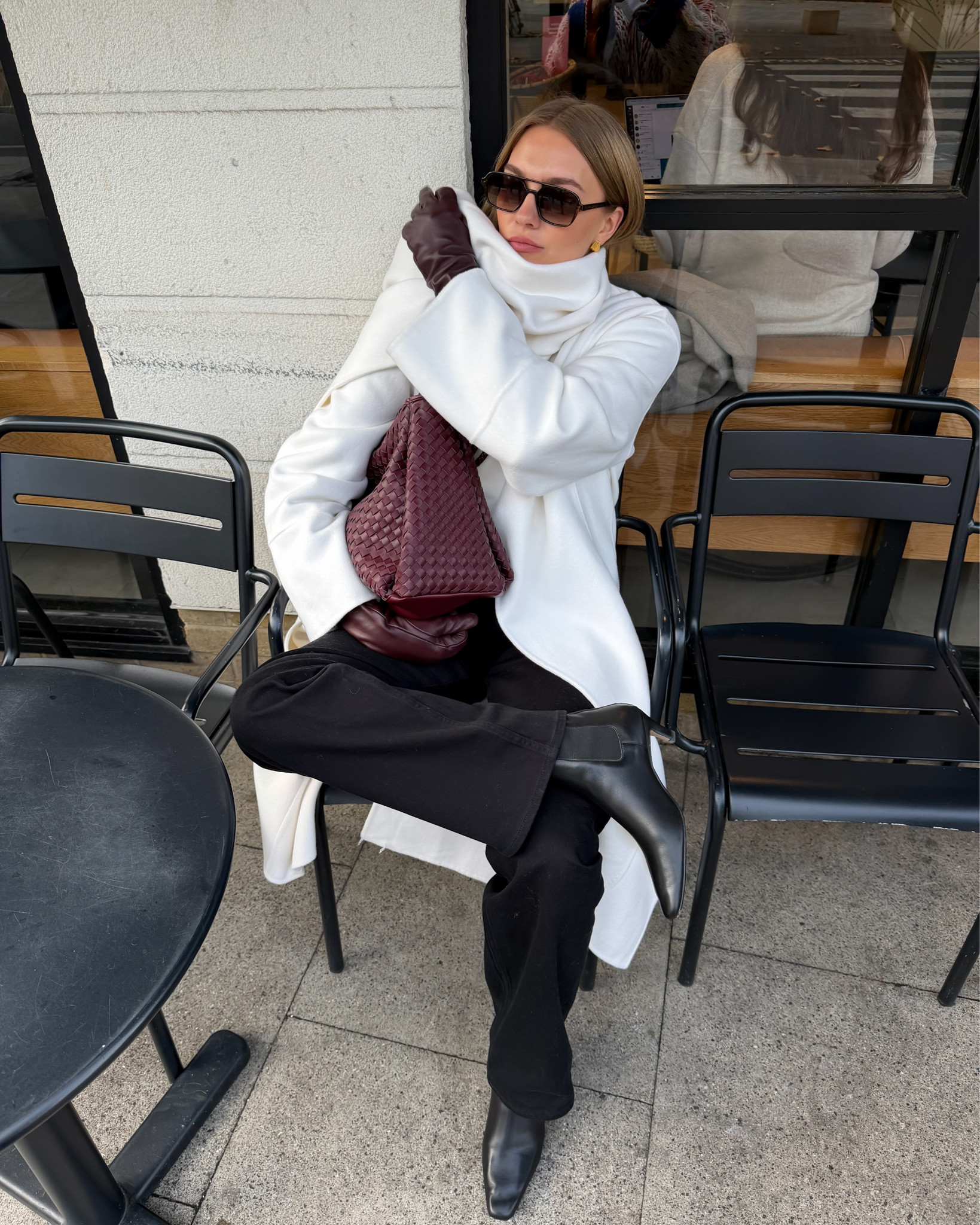 Winter whites & a pop of the colour of the season 