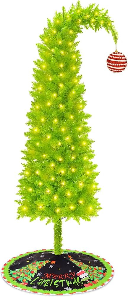 Grinchs Christmas Tree 6FT, Whimsical Bendable Artificial Tree, Lime Green Design with Tree Skirt... | Amazon (US)