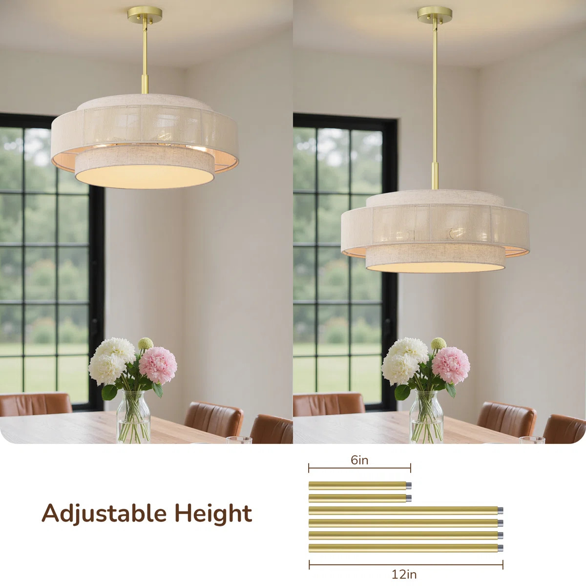 5-Light Drum Chandelier With Fabric And Rope Shades | Wayfair North America