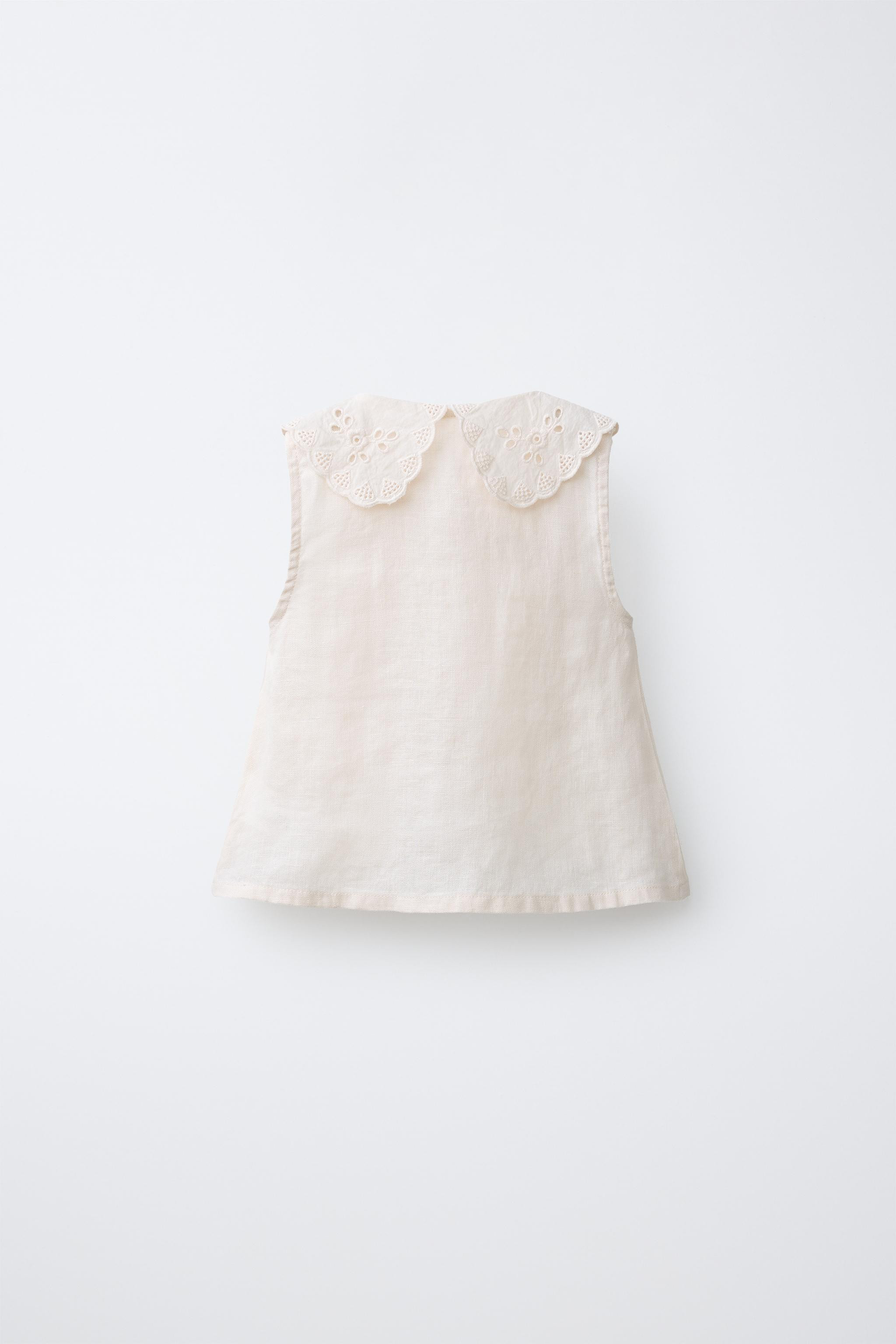 100% LINEN BLOUSE WITH LACE COLLAR | Zara UK