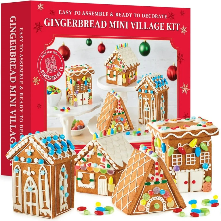 Gingerbread House Kit Mini Village – Set of 4 DIY Christmas Cookie Decorating Kits, Easy to Ass... | Walmart (US)