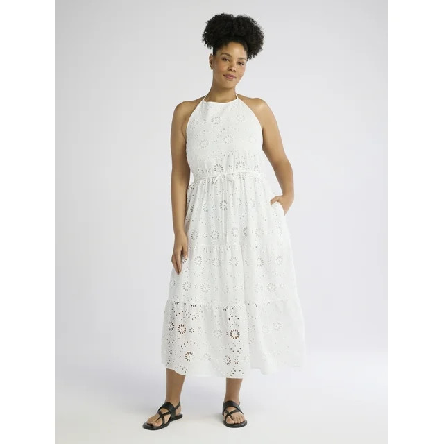 Time and Tru Women's Eyelet Halter Dress, Sizes XS-XXXL. | Walmart (US)