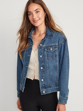 Tapered Puff-Sleeve Non-Stretch Jean Jacket for Women | Old Navy (US)