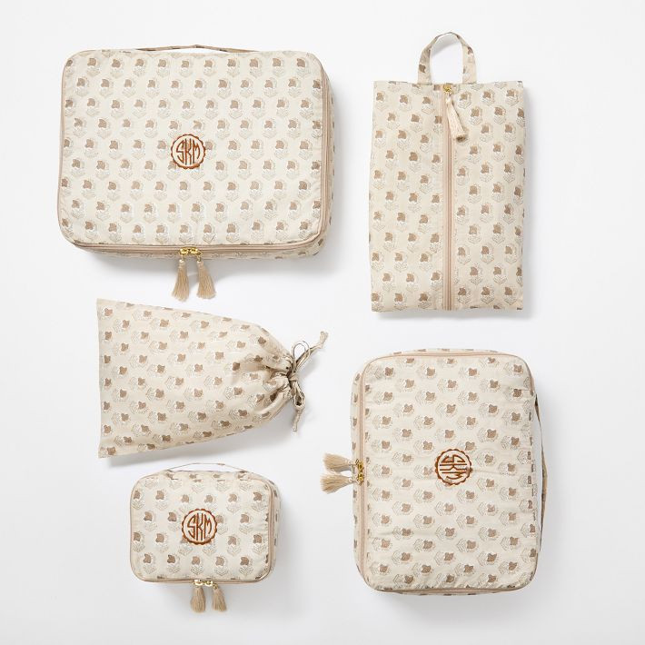 5 Piece Block Print Packing Cube Set | Mark and Graham