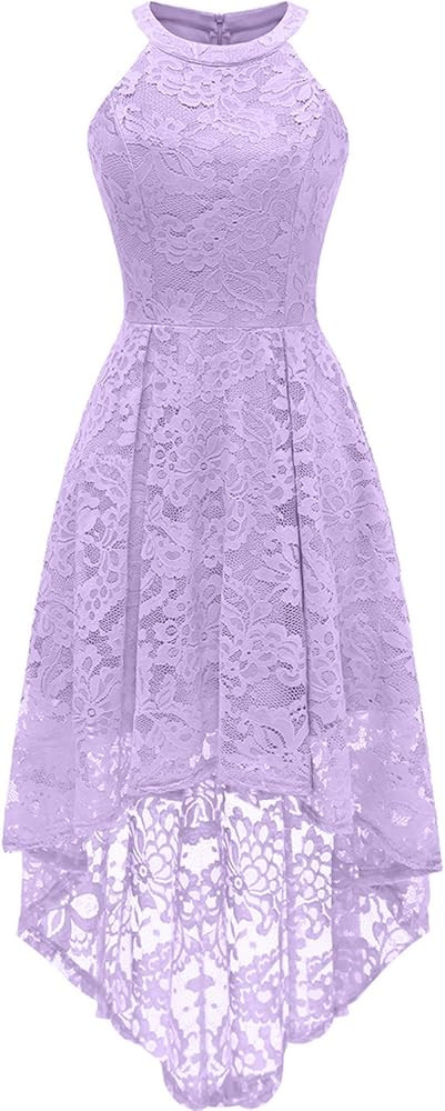 Dressystar Women's Halter Floral Lace Cocktail Party Dress Hi-Lo Bridesmaid Dress | Amazon (US)
