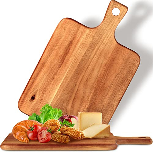 PREMIUM ACACIA Wood Cutting Board with Handle (16"x10" - Set of 2) Rectangular Acacia Wooden Cutting Board for Kitchen Chopping Boards for Meat, Cheese, Bread, Vegetables & Fruits. | Amazon (US)