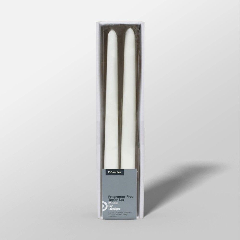 10"" 2pk Unscented Taper Candle Set White - Made By Design | Target