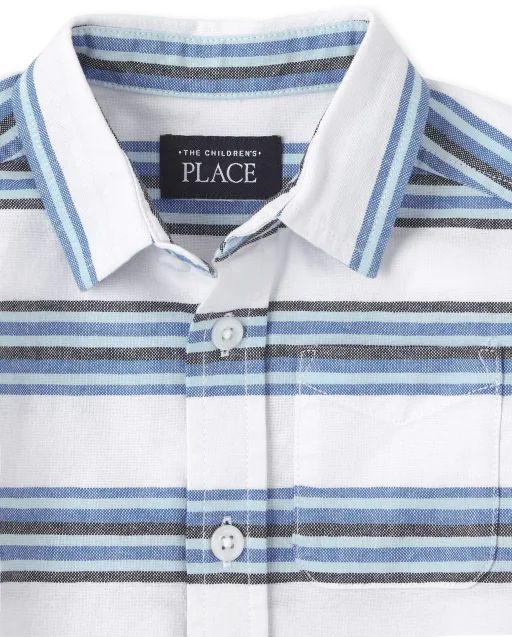 Baby And Toddler Boys Short Sleeve Striped Oxford Button Down Shirt | The Children's Place CA - B... | The Children's Place