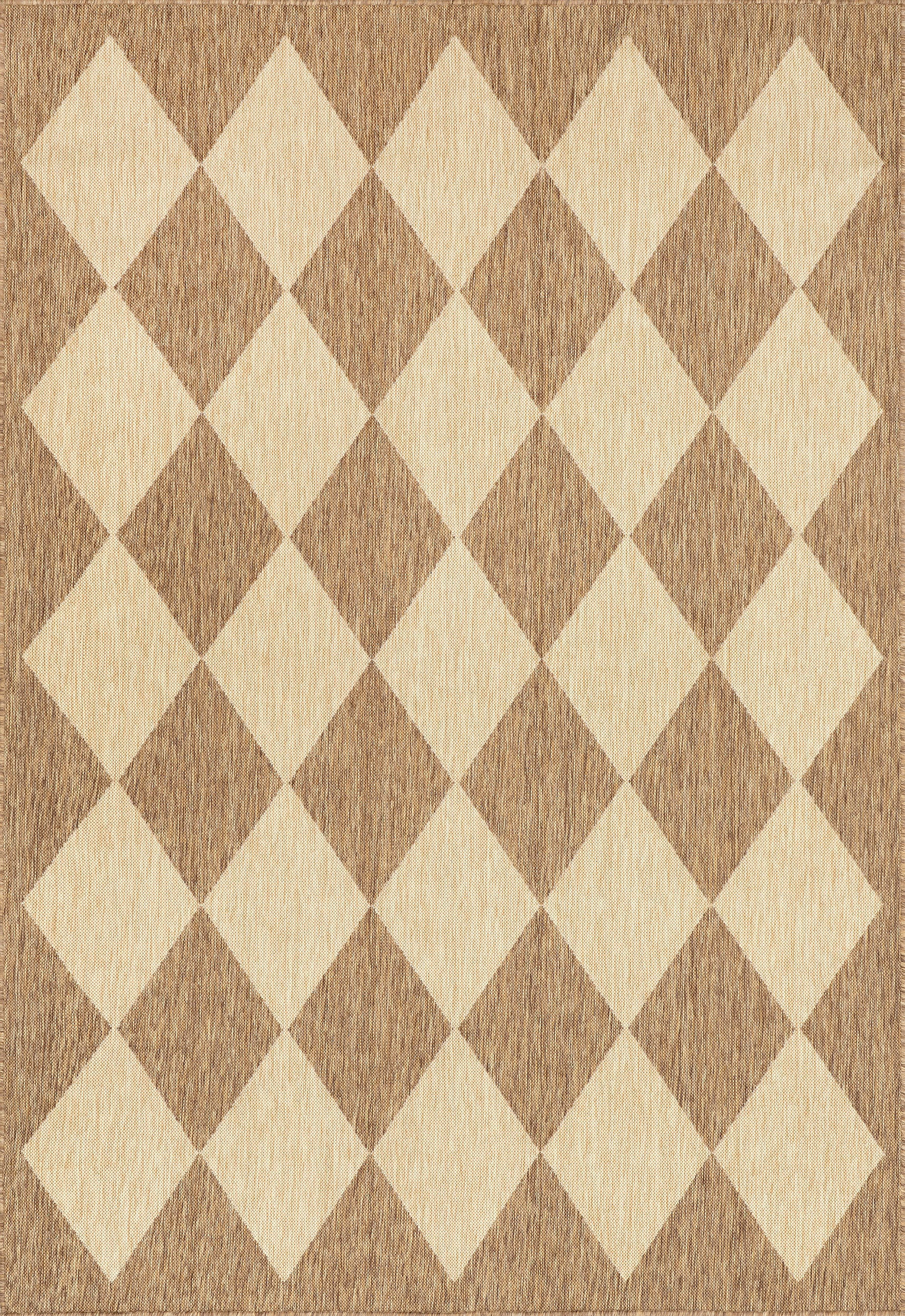 Brown Adelaide Harlequin Indoor/Outdoor 6' 7" x 6' 7" rug | Rugs USA