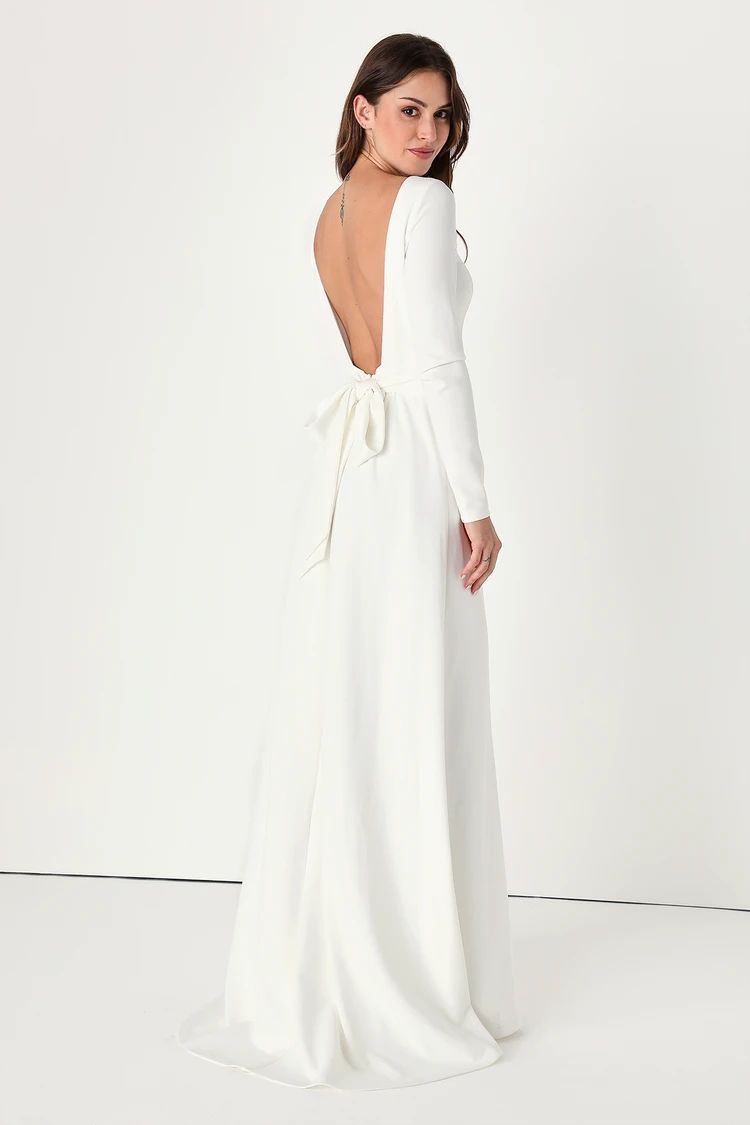 Iconic Love Story White Backless Long Sleeve Maxi Dress | Lulus (US)
