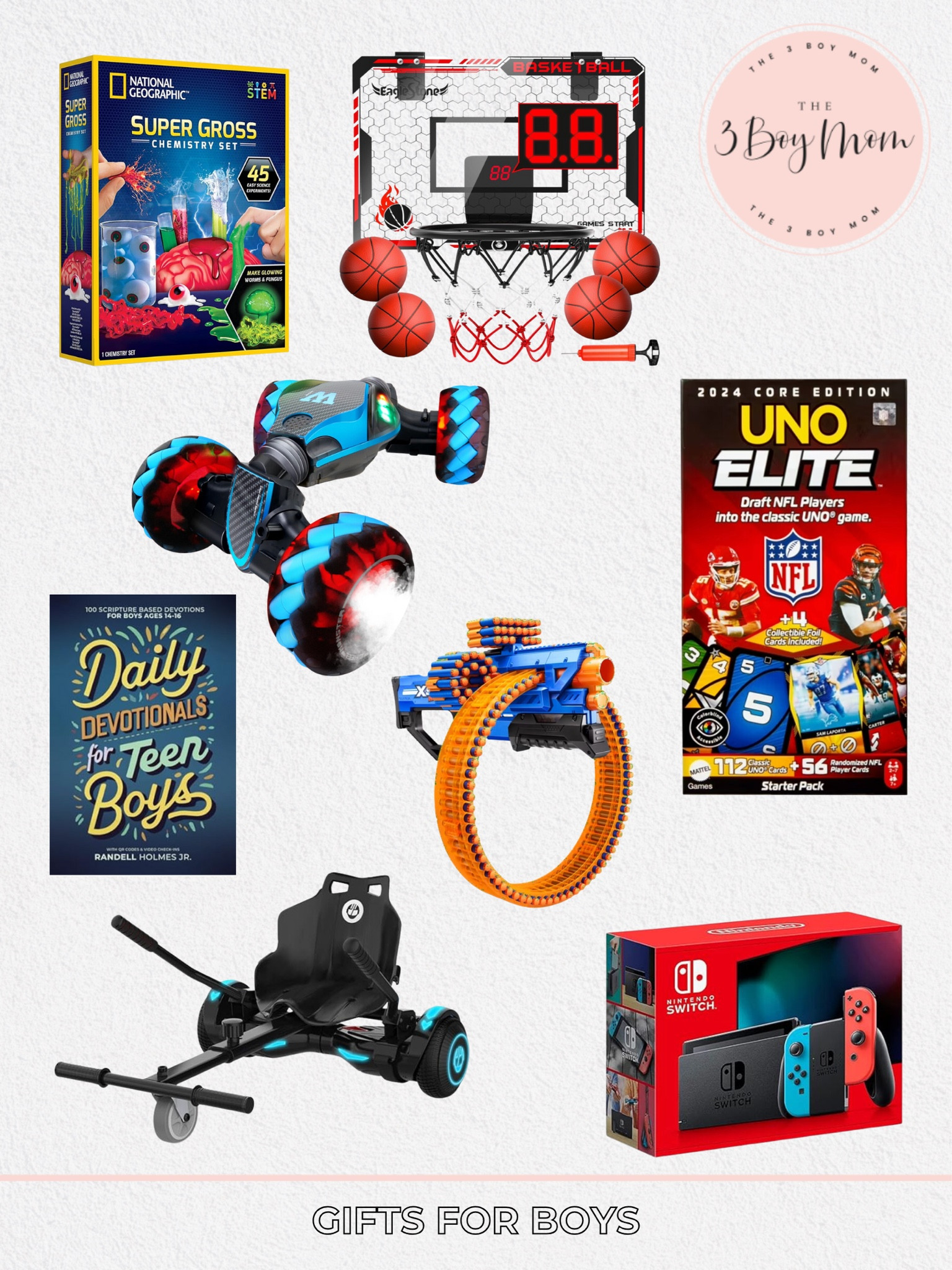 Gifts for boys 

2024 Holiday Gift Guides | Elementary Boy Gift Ideas with top toys and Christmas gift ideas for age 5-10, Gifts for Boys, devotional, nintendo switch, nerf, basketball, board games, uno, chemistry set, gifts for kids

#LTKHoliday #LTKSeasonal #LTKGiftGuide