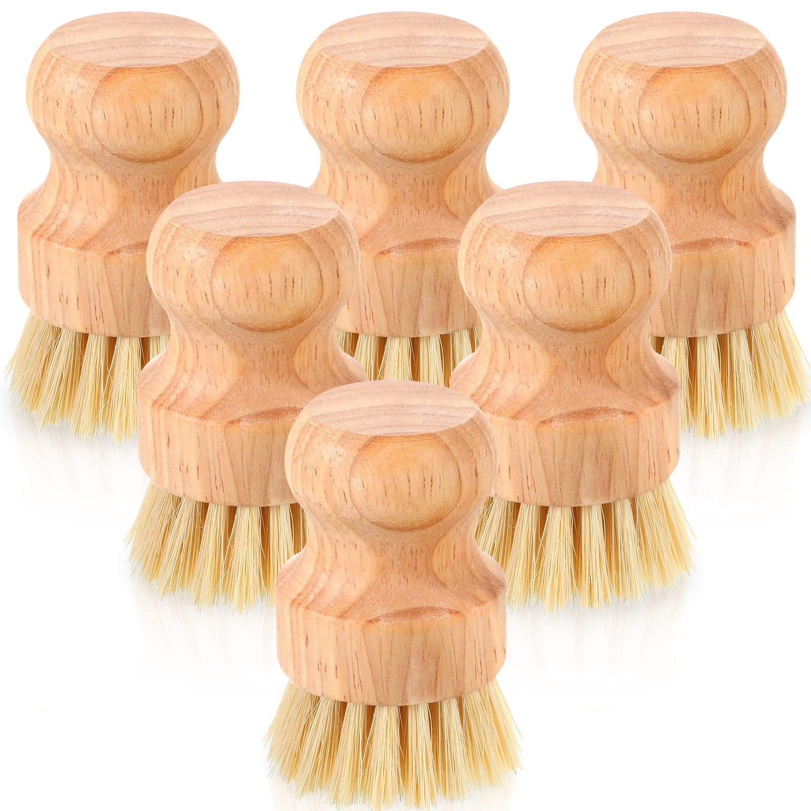Nuenen 6 Packs Bamboo Dish Scrub Brushes Wooden Scrubbers Set Kitchen Dishwashing Scrubber with N... | Amazon (US)