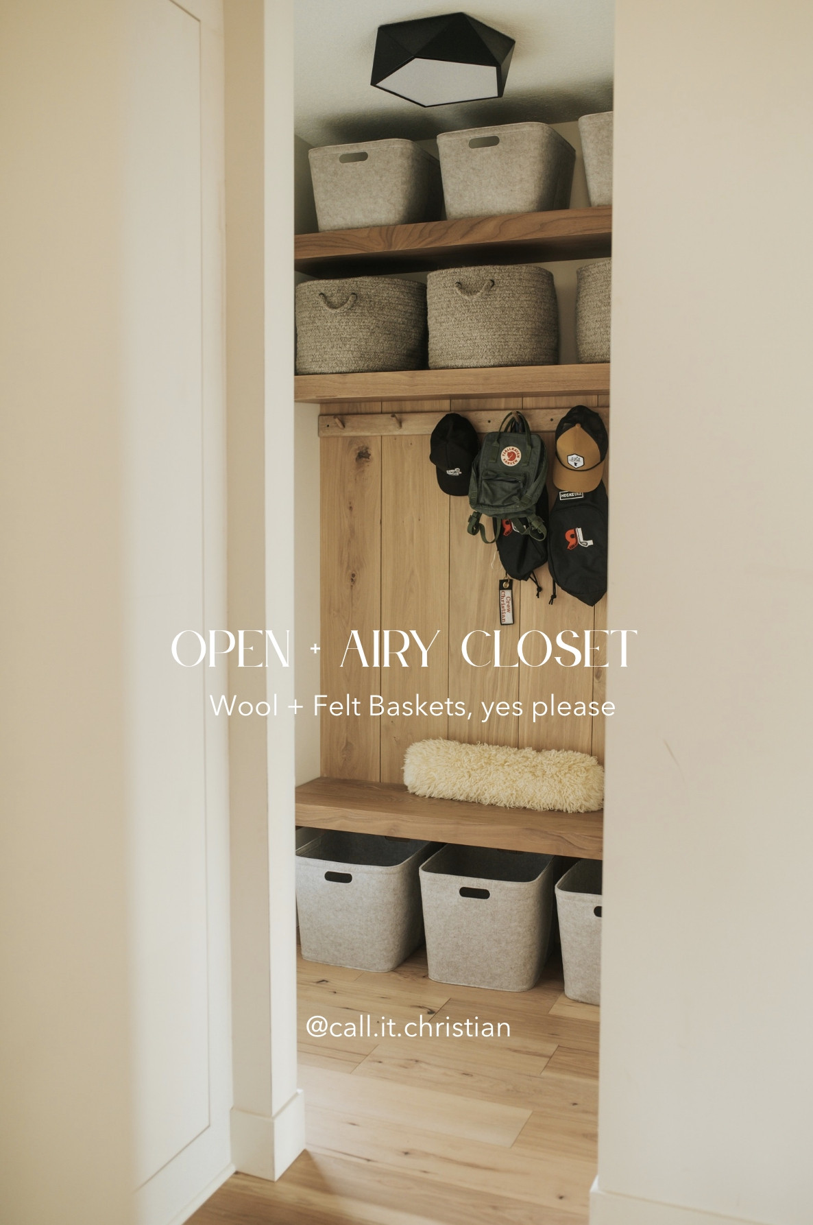 Simple open and airy closet 🤍

Get your back to school drop zones ready. Love these natural fiber baskets- 
Felt + wool for a warm organic vibe, yet extremely organized. @Target @west elm

#LTKHome
