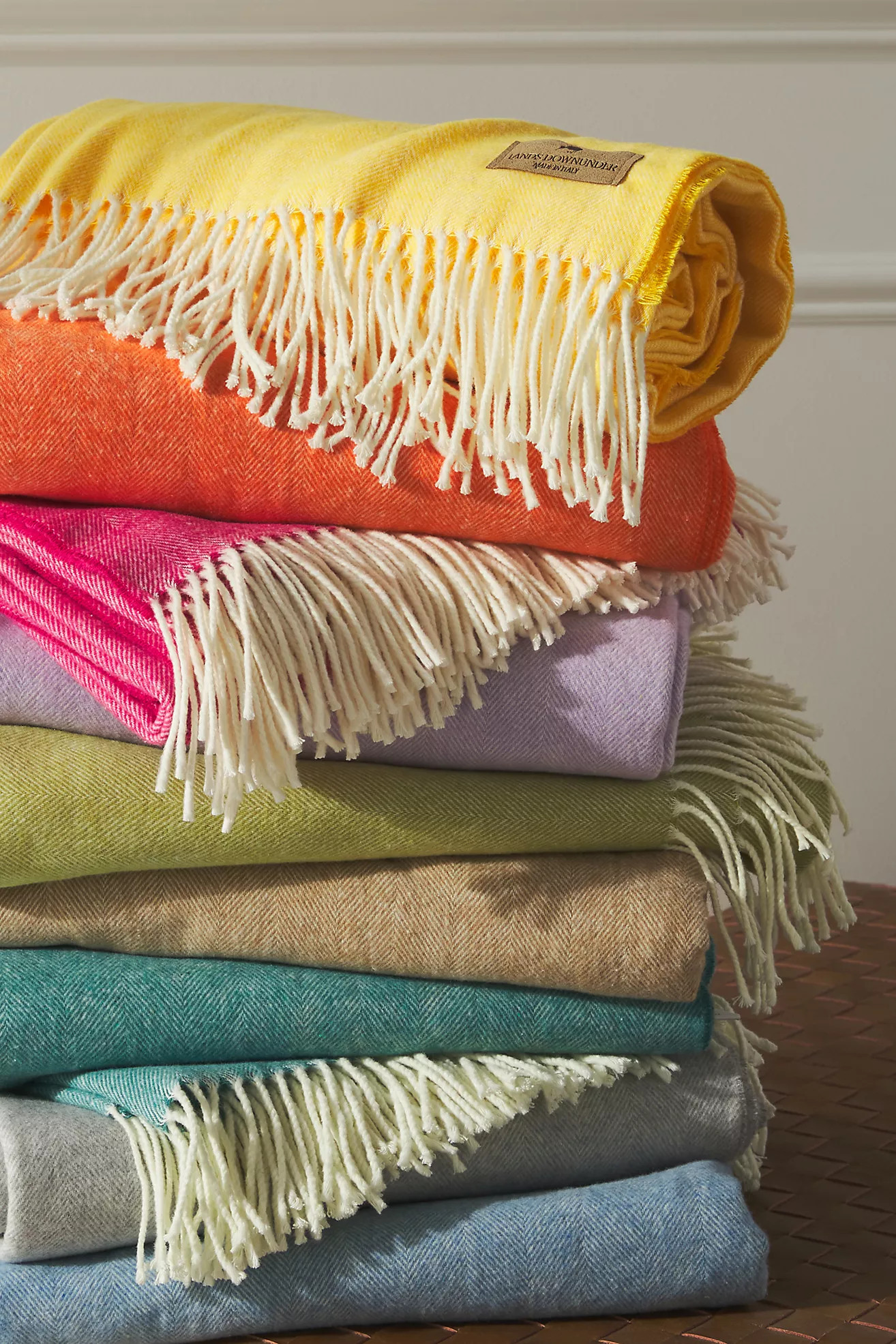 Solid Herringbone Throw Blanket | Anthropologie (US)