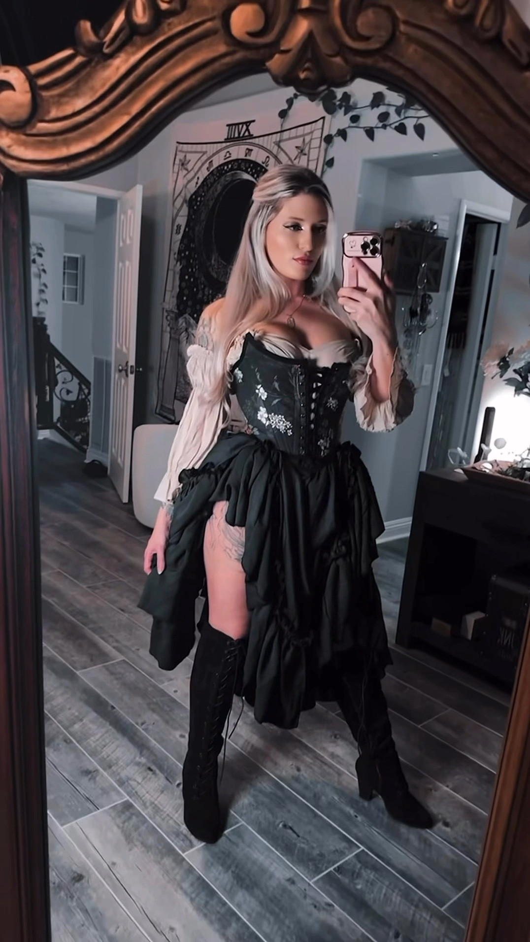 This skirt is handmade entirely out of bedsheets my dog chewed up 😅. I’ve linked the sheets and bias tape I used, along with the boots and chemise seen here. I also handmade the bodice from clearance canvas fabric. Please check out my YouTube for the full tutorial breakdown of how to make the complete outfit. 

#LTKU #LTKBeauty #LTKStyleTip