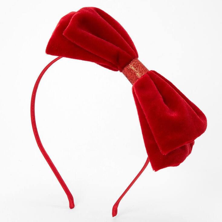 Velvet Bow Headband - Red | Claire's (US)