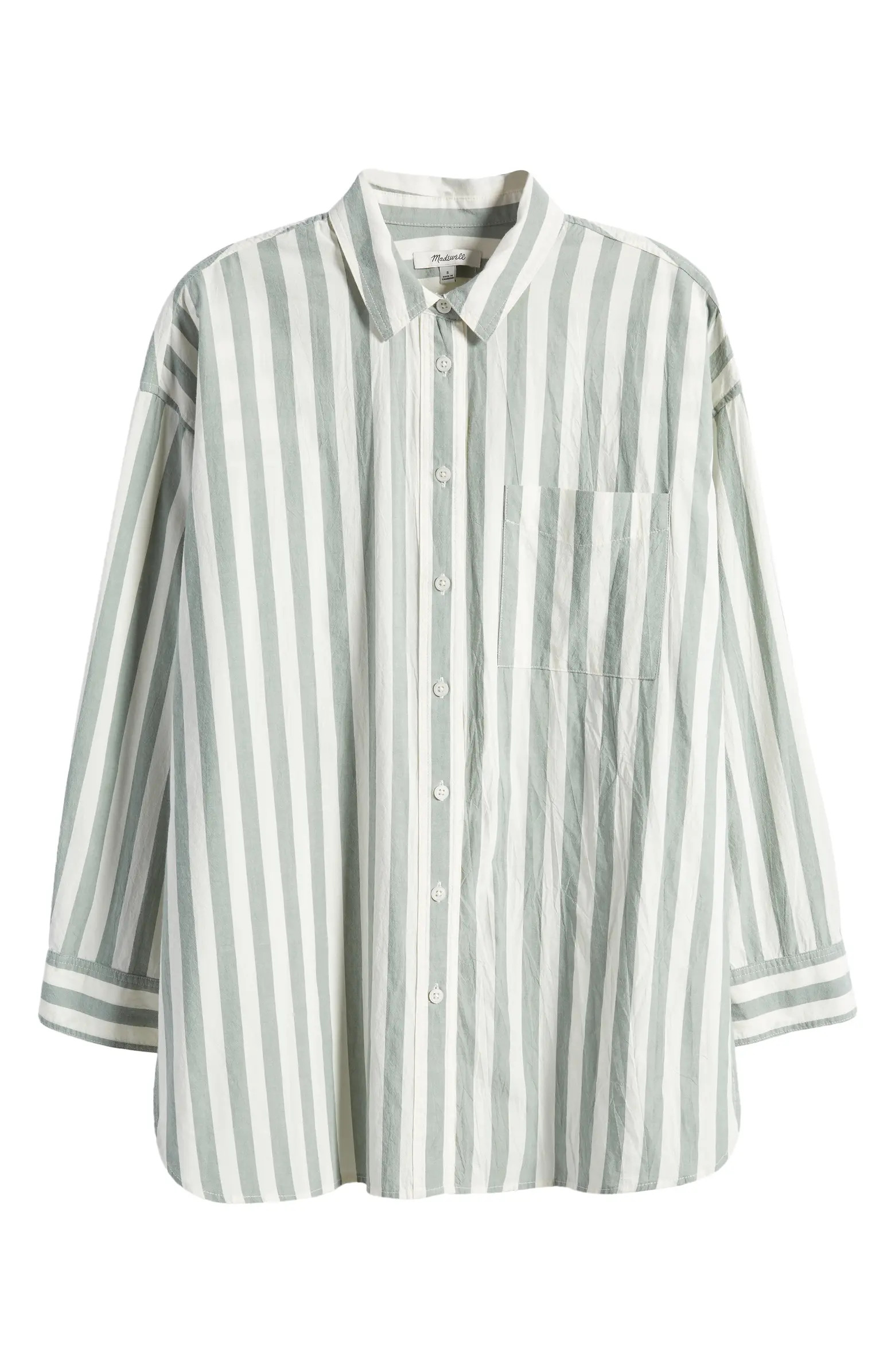The Signature Poplin Springy Stripe Oversize Button-Up Shirt | Nordstrom