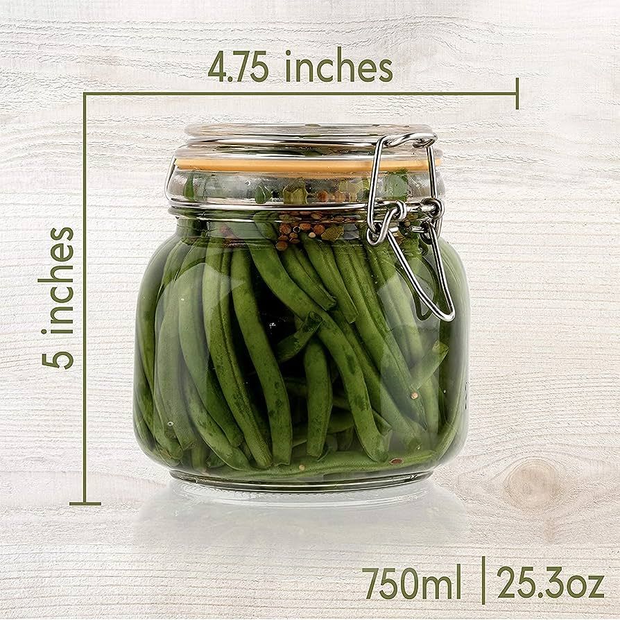 25 oz Glass Jars With Airtight Lids And Leak Proof Rubber Gasket,Wide Mouth Mason Jars With Hinge... | Amazon (US)