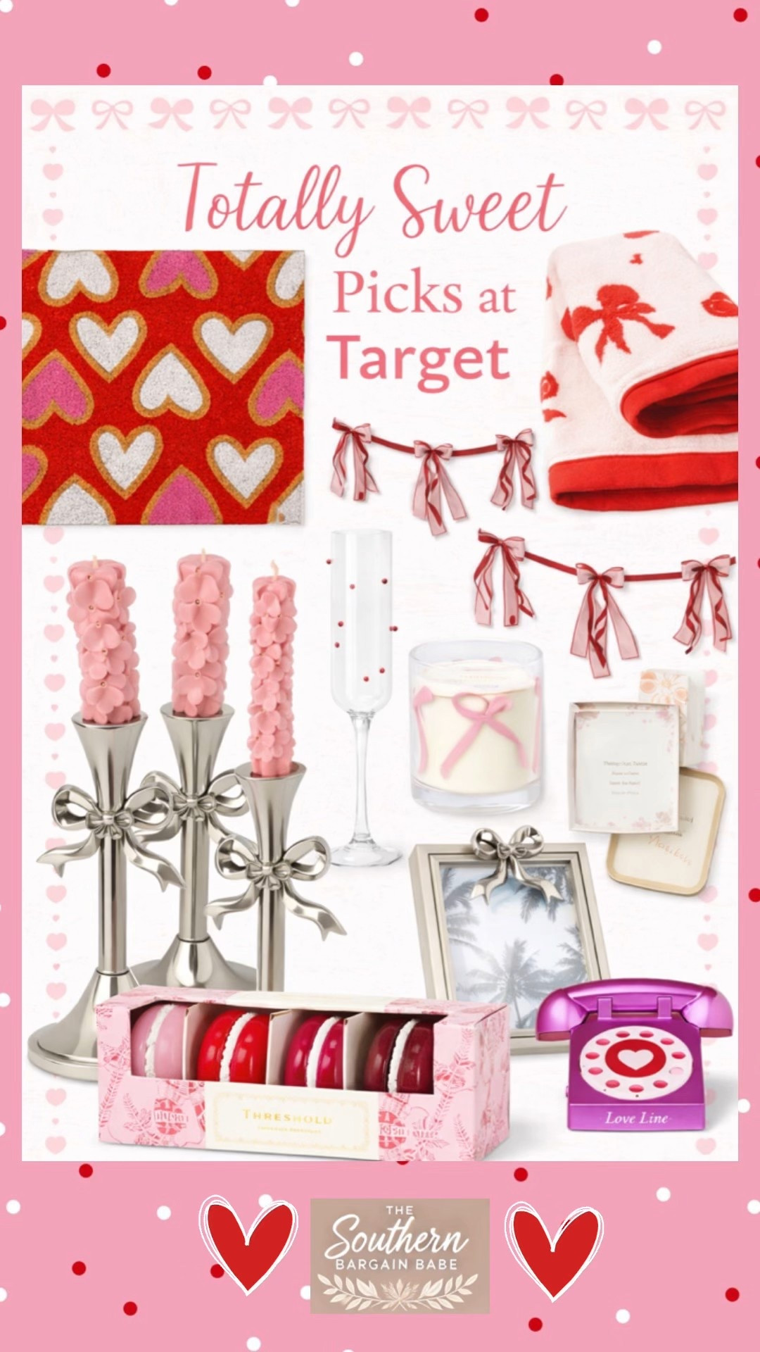 Totally Sweet Picks at Target 🎀
All the cutest heart-filled home décor, cozy throws, candles & sweet little accents to make your space feel extra love-day ready. I’m obsessed with how Target nailed the pink + bow + heart aesthetic this season 😍

I linked every single item in my LTK so you can recreate this sweet setup at home without breaking the bank.
Tap to shop all my Target finds below 👇

#LTKHome #LTKSeasonal #TargetFinds #TargetStyle #ValentineDecor #PinkHome #BowDecor #SweetHome #TheSouthernBargainBabe

#LTKHome #LTKSeasonal #LTKFindsUnder50