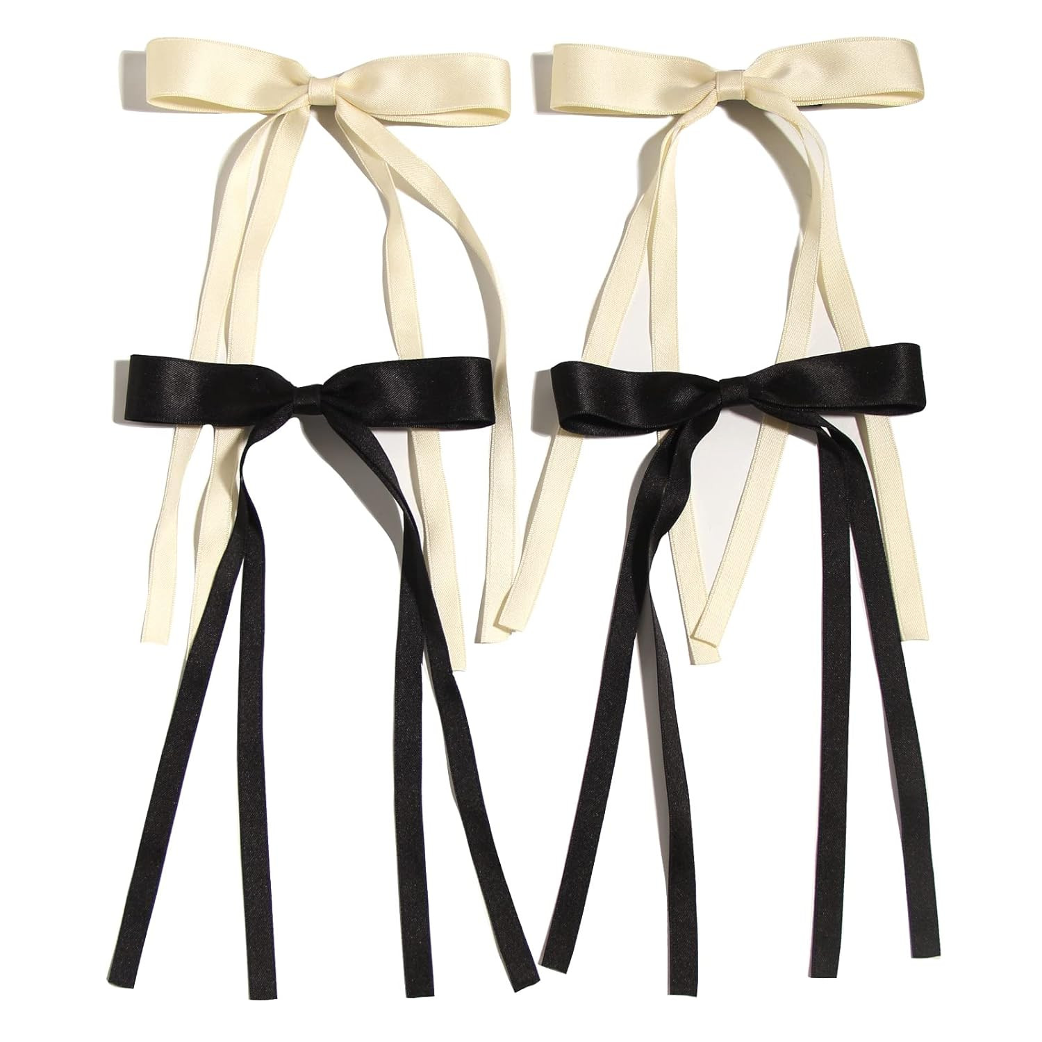 4pcs Hair Clips for Women Tassel Ribbon Bowknot With Long Tail, Clip Girl, Solid Accessories Barr... | Amazon (US)