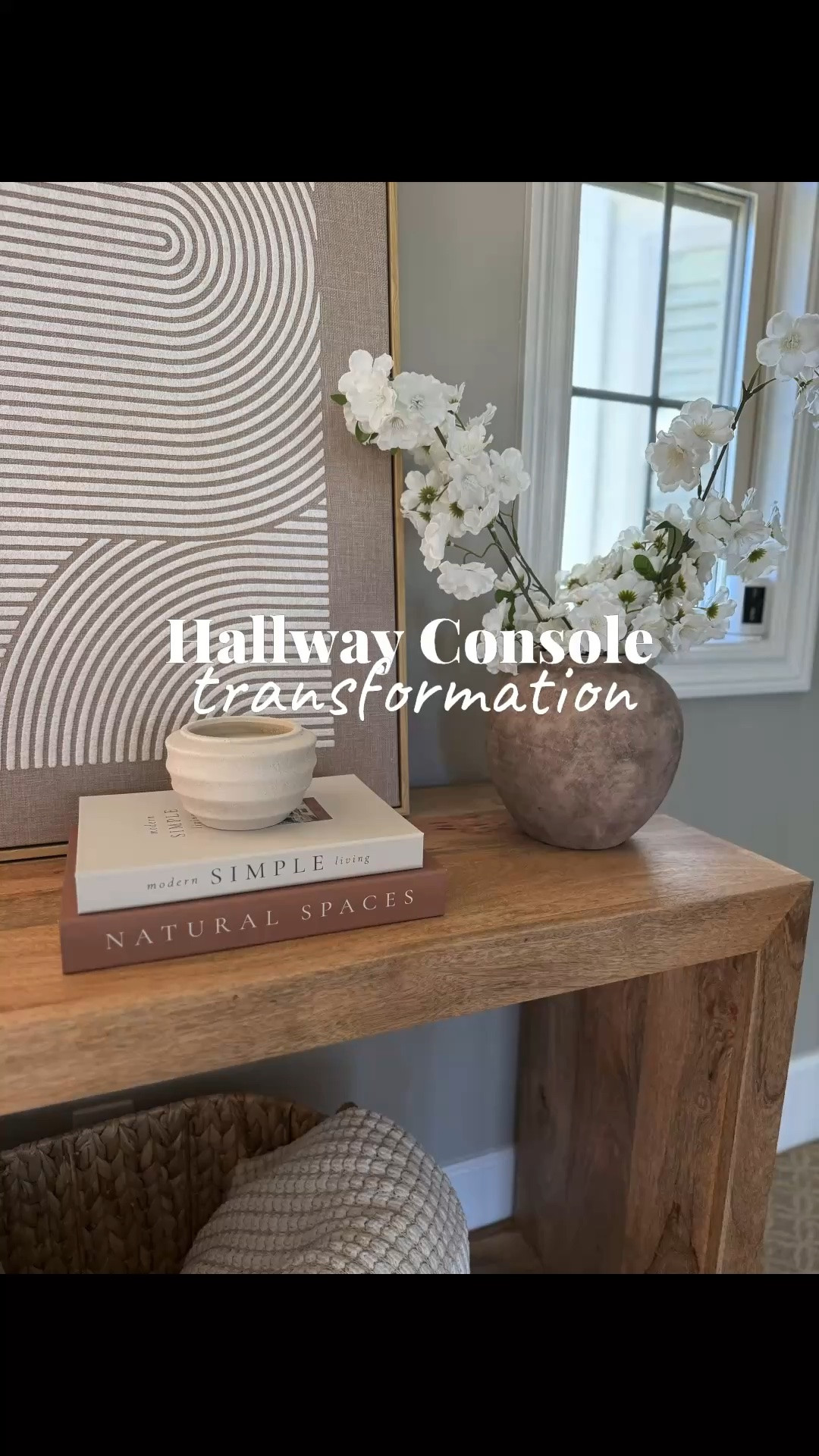 Hallway console transformation ✨
My client already had this gorgeous console table and wanted to create a more welcoming upstairs landing space. We layered in a few simple touches that made a big impact: a rustic lamp and vase, minimalist art, decorative books, candle, cozy boucle chair, and a 6ft fig tree in a textured planter. 🌿

The result feels elevated, inviting, and beautifully connected to the rest of the home.

All products are linked below. ⬇️ 

#LTKbeforeandafter #LTKconsoletable #LTKbeforeandafterhome decor

#LTKHome

#LTKHome