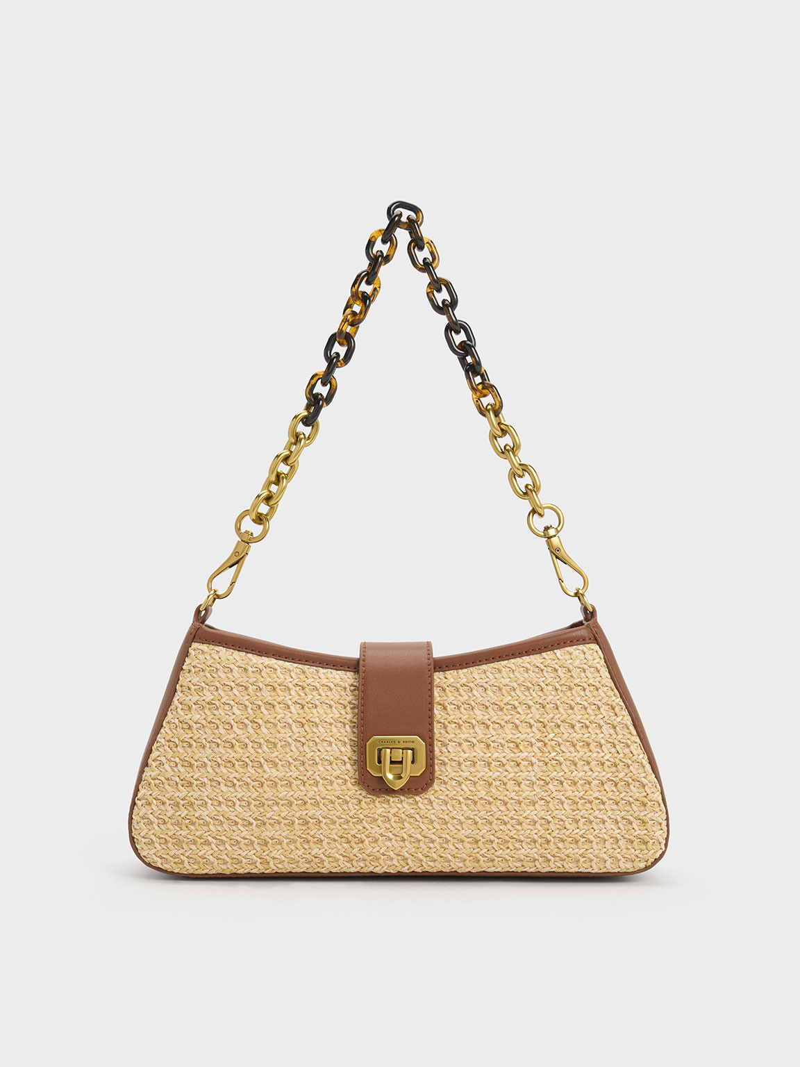 Beige Arwen Raffia Chunky Chain Bag | CHARLES & KEITH | Charles & Keith CA