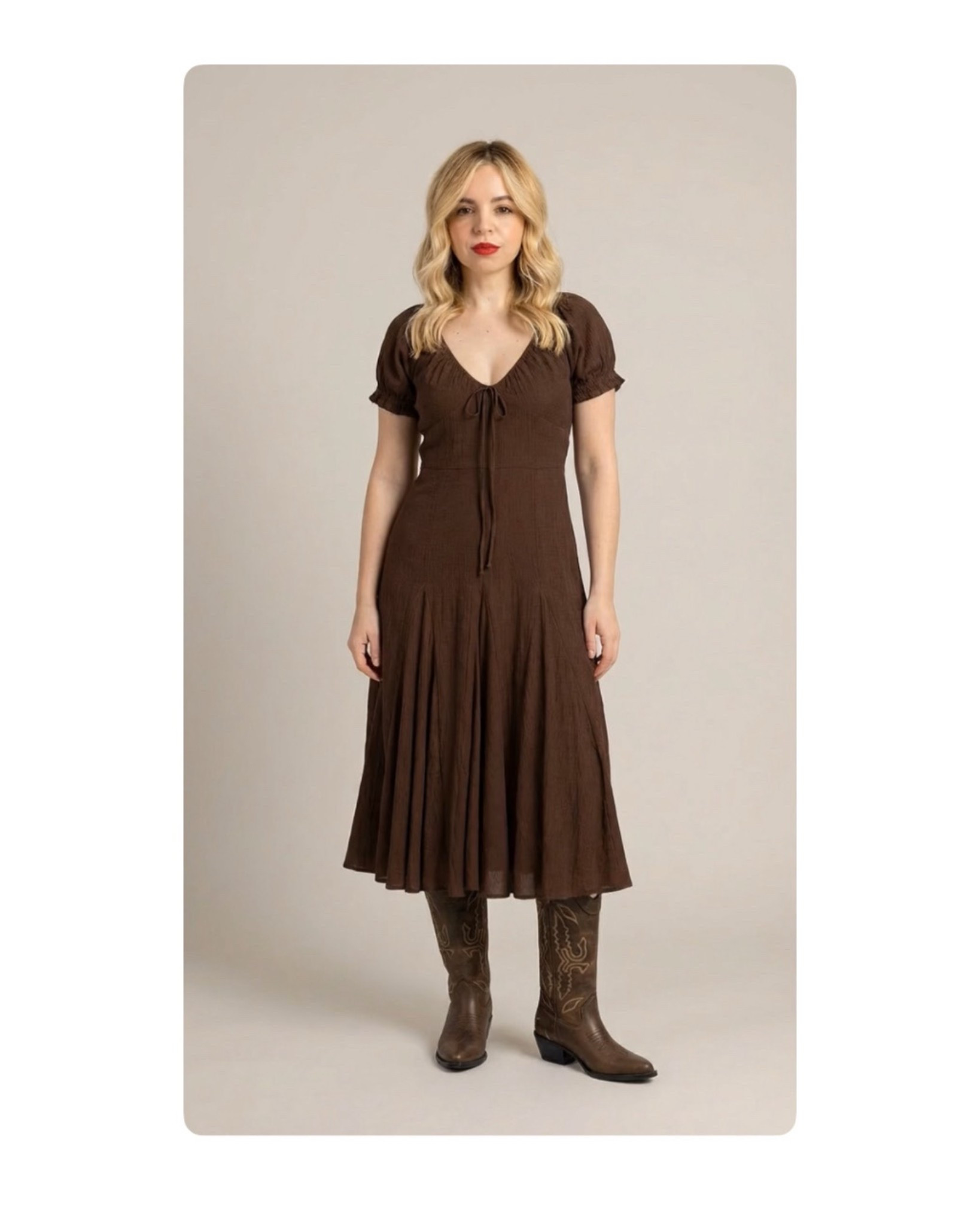 Brown dress and cowboy boots 

#LTKitalia #LTKdresses #LTKshoes