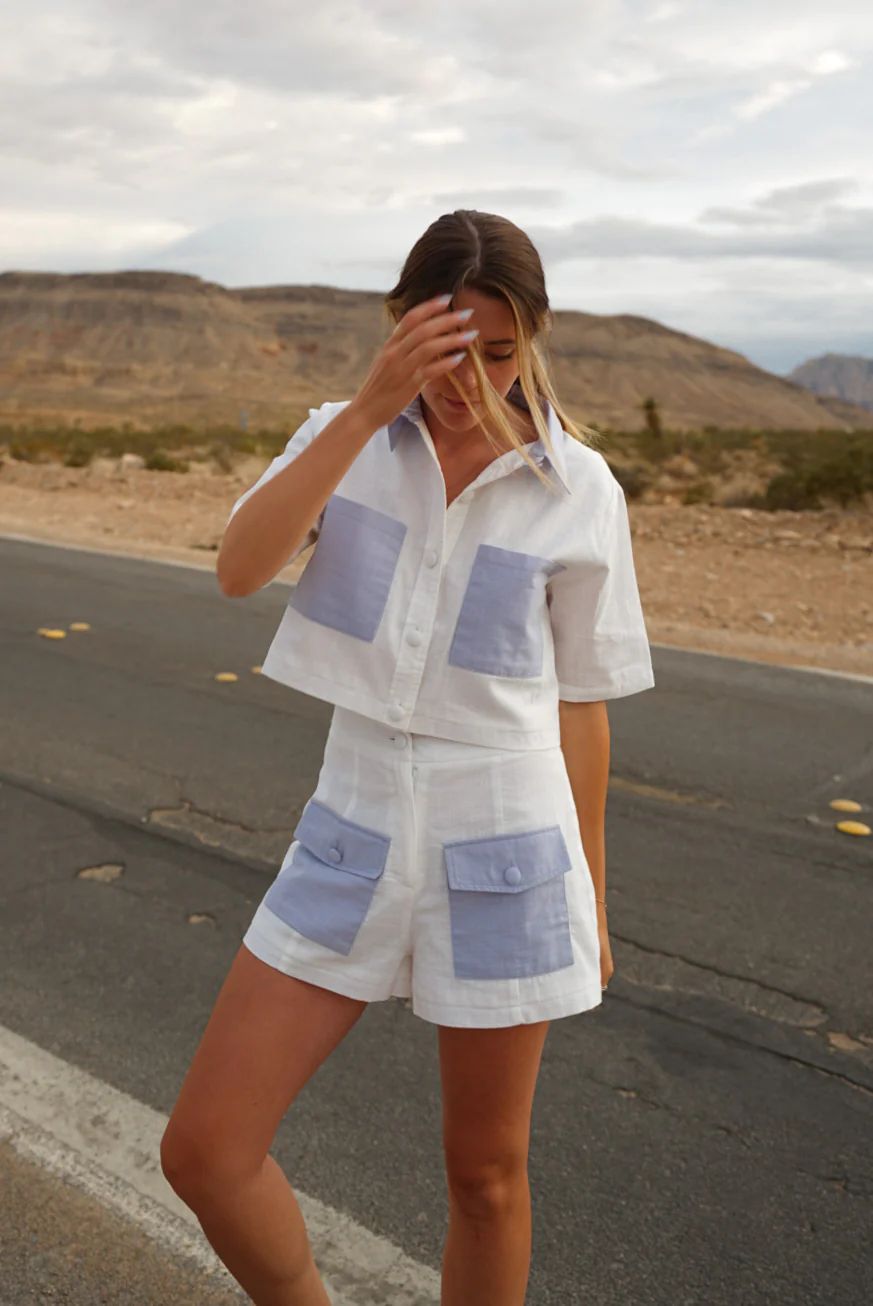 Milli Recycled Linen Shorts  — Pearl | YLLW The Label