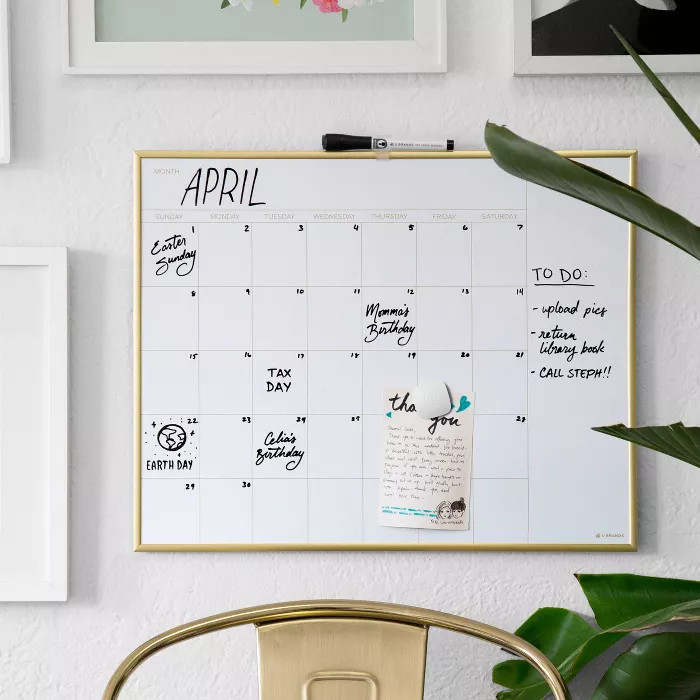 16" x 20" Dry Erase Calendar Board - Gold - U-Brands | Target