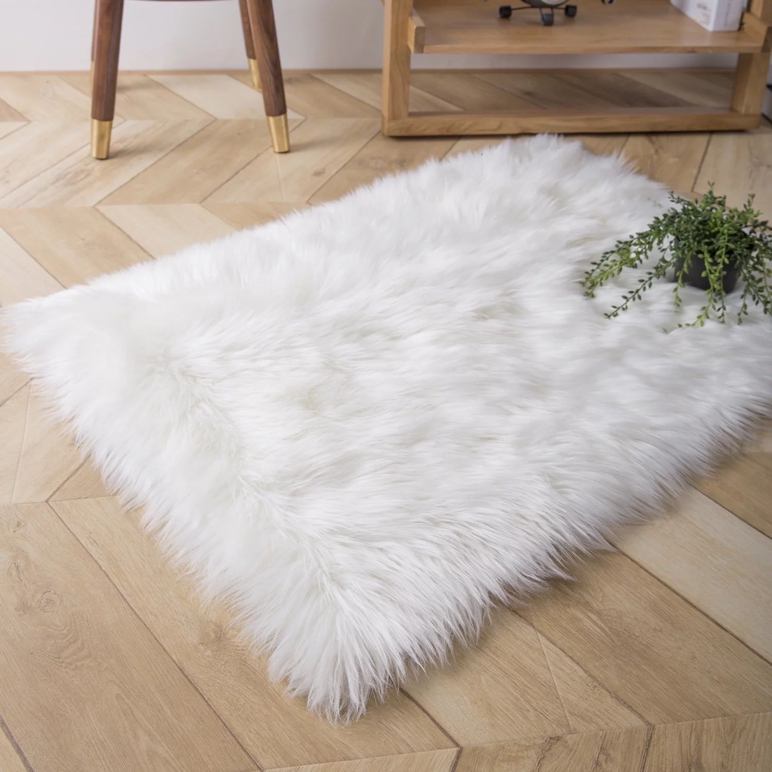 Deluxe Soft Faux Sheepskin Fur Series Decorative Indoor Area Rug 2 x 3 Feet Rectangle, White, 1 P... | Walmart (US)