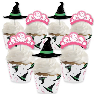 Big Dot of Happiness Witch Cupcake Decoration Kit, Good Pink and Green Birthday or Witch Halloween Party Cupcake Wrappers and Treat Picks - Set of 24 | Target