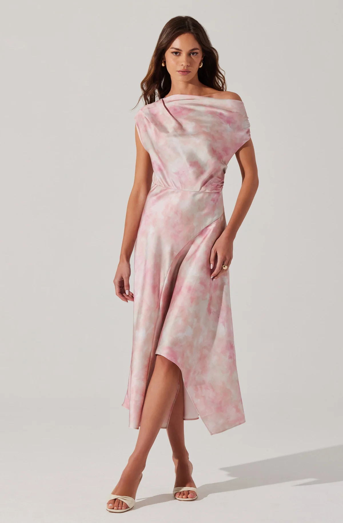 Mairyn Tie Dye Satin Dress - Pink watercolor / XS | ASTR The Label (US)