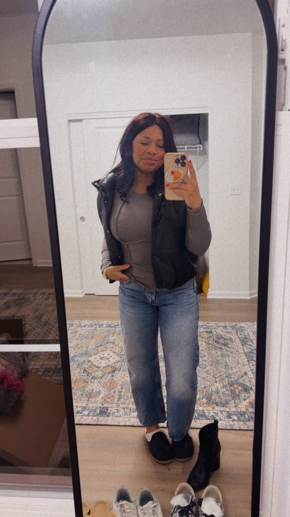 This vest is faux leather and gives an edge to everything. Cool mom.

#LTKPetite #LTKFindsUnder50 #LTKSeasonal