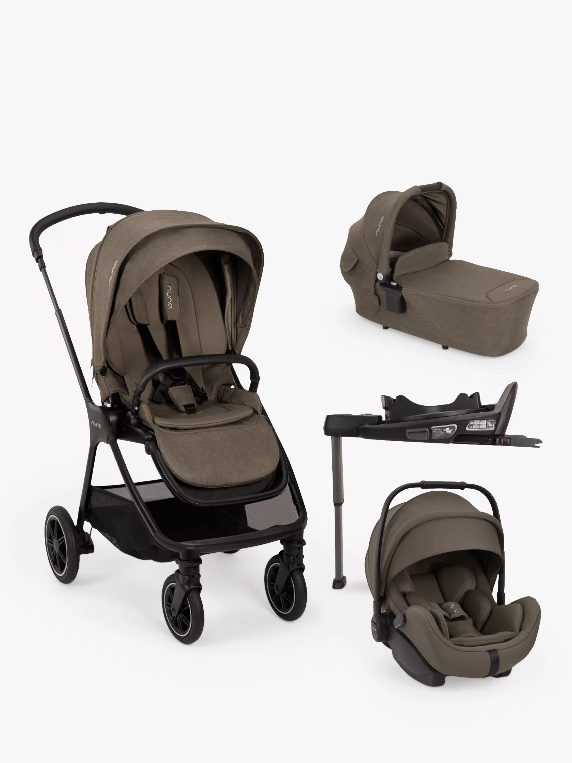 NunaTRIV Next Pushchair, LYTL Carrycot, ARRA Flex Car Seat and BASE Curve Bundle, PistachioProduc... | John Lewis (UK)