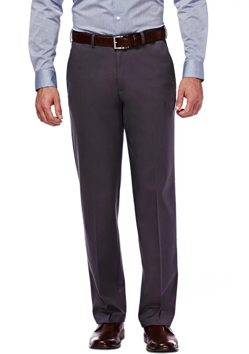 Premium Stretch No Iron Khaki Classic Fit Hidden Expandable Waistband Flat Front Pants | Belk